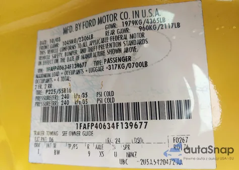 2004 Ford Mustang from USA, damaged, VIN 1FAFP40634F139677